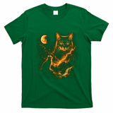 Majestic Cat In Cosmic Night Sky T-Shirt - Irish Green