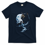 Mythical Cat Moonlight Adventure Night Sky T-Shirt - Navy Blue