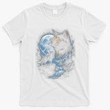 Mythical Cat Moonlight Adventure Night Sky T-Shirt - White