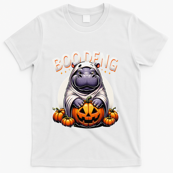 Moo Deng Baby Hippo Moo Deng Costume For Boo Deng Halloween T-Shirt - White