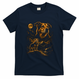 Majestic Dog In Moonlit Mountain Landscape T-Shirt - Navy Blue