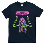My Eyes Are Up Here Funny Creepy Skeleton Eyeballs Halloween T-Shirt - Navy