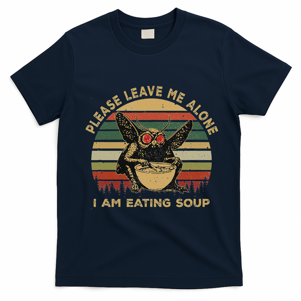 Mothman Eating Soup Please Leave Me Alone I Am Eating Soup T-Shirt - Navy Blue
