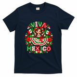 Mexican Girl Flag Independence Day Viva Mexico T-Shirt - Navy Blue
