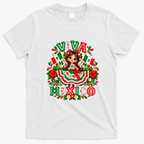 Mexican Girl Flag Independence Day Viva Mexico T-Shirt - White