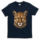 Majestic Mountain Lion Face Animals T-Shirt - Navy Blue