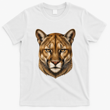 Majestic Mountain Lion Face Animals T-Shirt - White