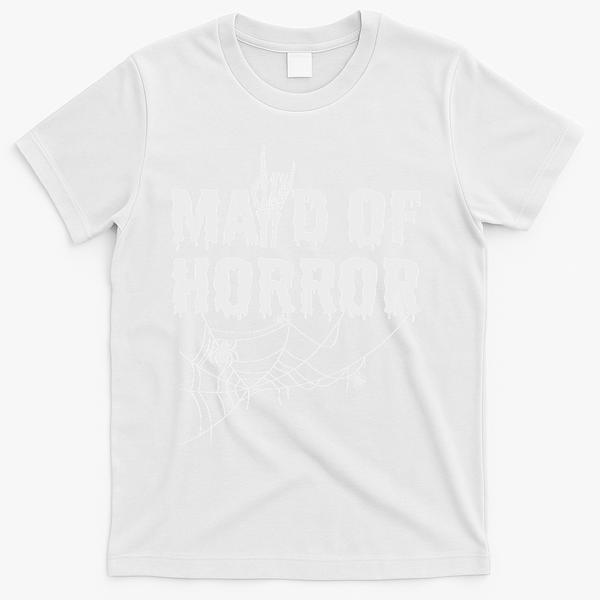 Maid Of Horror Bride Bridesmaid Halloween Bachelorette T-Shirt - White