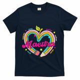 Maestra Pencil Spanish Teacher Bilingual Back To School T-Shirt - Navy