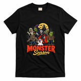 Monster Season Cute Funny Halloween Spooky Vintage T-Shirt - Black