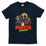 Monster Season Cute Funny Halloween Spooky Vintage T-Shirt - Navy Blue
