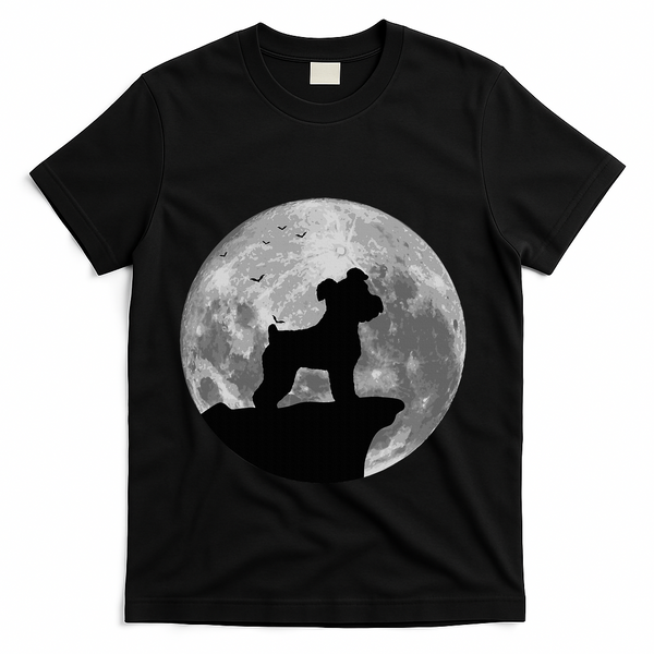 Miniature Schnauzer Silhouette In The Moon Costume T-Shirt - Black