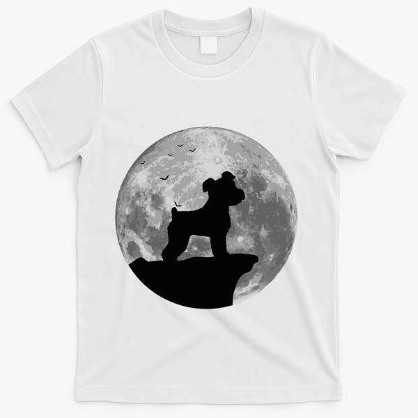 Miniature Schnauzer Silhouette In The Moon Costume T-Shirt - White