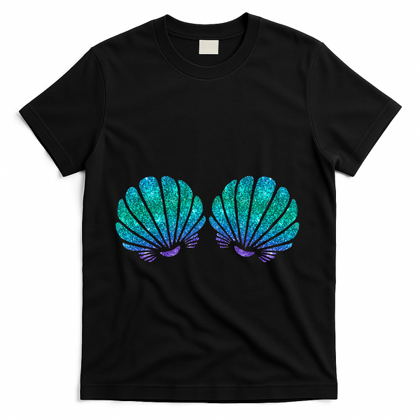 Mermaid Sea Shell Bra Costume T-Shirt - Black