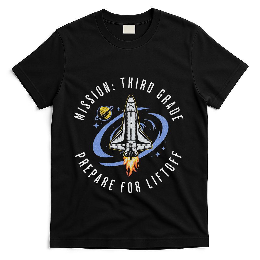 Mission Third Grade Space Rocket Back To School Vi T-Shirt - Black