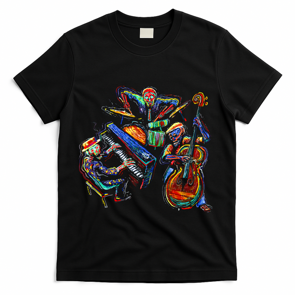 Dancing Skeleton Music Band T-Shirt - Black