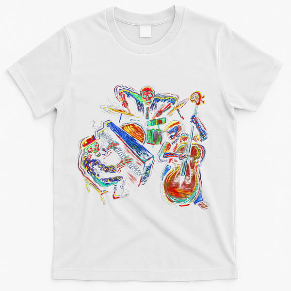 Dancing Skeleton Music Band T-Shirt - White