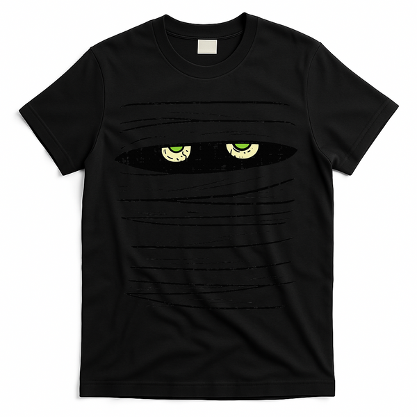 Mummy Wrap Eyes Costume Funny Scary Halloween T-Shirt - Black