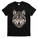 Majestic Wolf Face Animals T-Shirt - Black