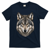 Majestic Wolf Face Animals T-Shirt - Navy Blue