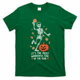 Most Wonderful Time Of The Year Skeleton Halloween Autumn T-Shirt - Irish Green
