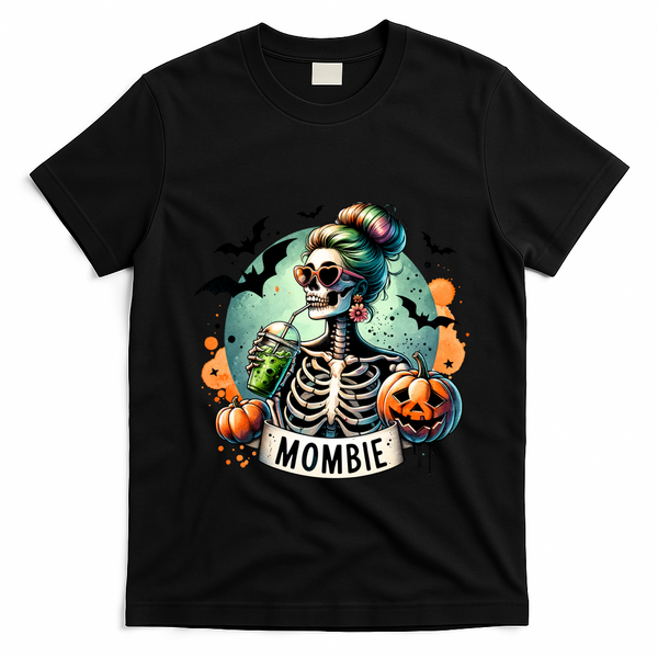 Mombie Zombie Spooky Mama Retro T-Shirt - Black
