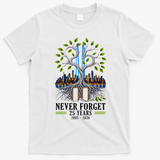 Never Forget 25 Years 911 Memorial 25th Anniversary T-Shirt - White