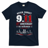 Never Forget 9.11 25th Anniversary We Remember 2001-2026 T-Shirt - Navy Blue