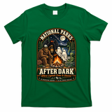 National Parks After Dark Sasquatch Bigfoot Ghost Halloween T-Shirt - Irish Green