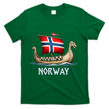 Norwegian Viking Ship Flag Boat Norway Heritage T-Shirt - Green