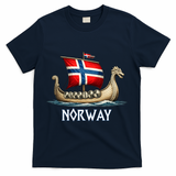 Norwegian Viking Ship Flag Boat Norway Heritage T-Shirt - Navy