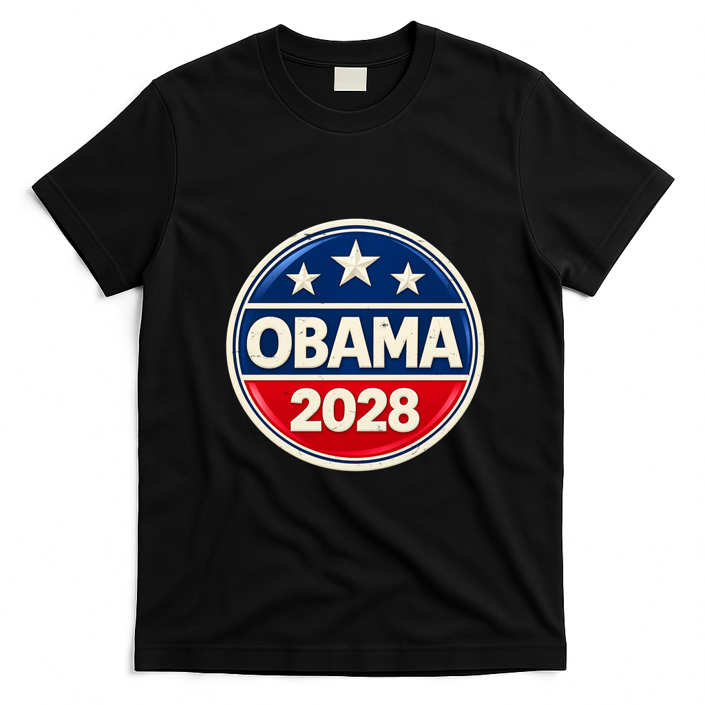 Obama 2028 Political Campaign Vintage T-Shirt - Black