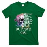 October Girl Funny Birthday Skull Woman T-Shirt - Green