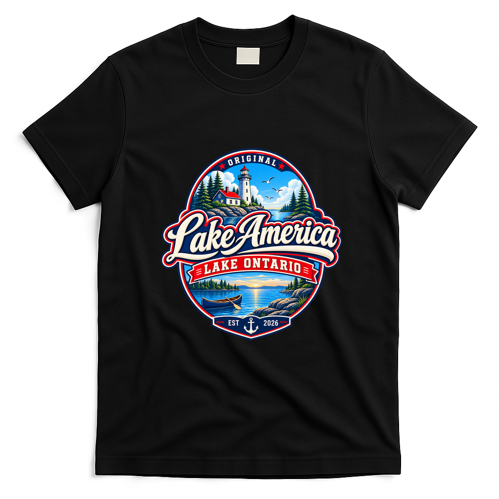 Original Lake America Lake Ontario EST 2026 T-Shirt - Black