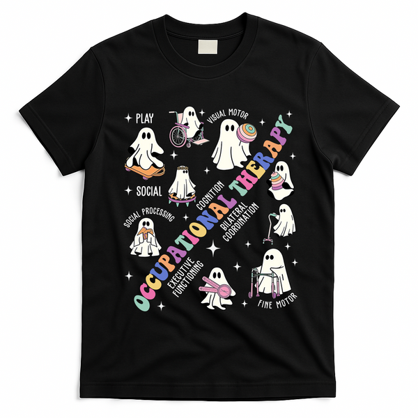 Ot Occupational Therapy Therapist Halloween Spooky T-Shirt - Black