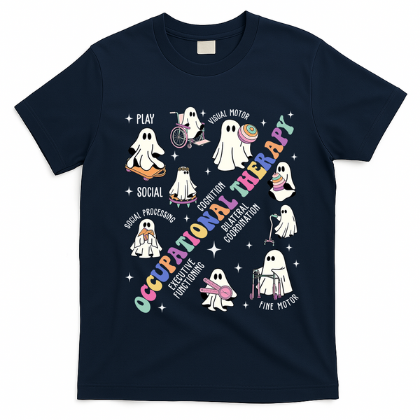 Ot Occupational Therapy Therapist Halloween Spooky T-Shirt - Navy Blue