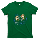 Otters Playing In The Water Fun Wildlife T-Shirt - Irish Green