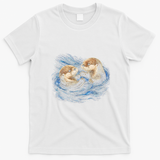 Otters Playing In The Water Fun Wildlife T-Shirt - White