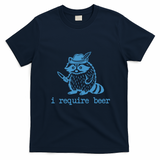 Oktoberfest Racoon I Requre Beer Funny T-Shirt - Navy Blue