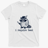Oktoberfest Racoon I Requre Beer Funny T-Shirt - White