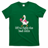 Off To Fight The Bad Cells Boxing Duck Pink Gloves Fighting Against Breast Cancer T-Shirt - Irish Green