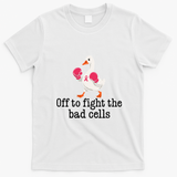 Off To Fight The Bad Cells Boxing Duck Pink Gloves Fighting Against Breast Cancer T-Shirt - White