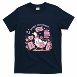 Off To Fight The Bad Cells Duck Breast Cancer Funny T-Shirt - Navy Blue