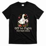 Off To Fight The Bad Cells Breast Cancer Funny Duck T-Shirt - Black