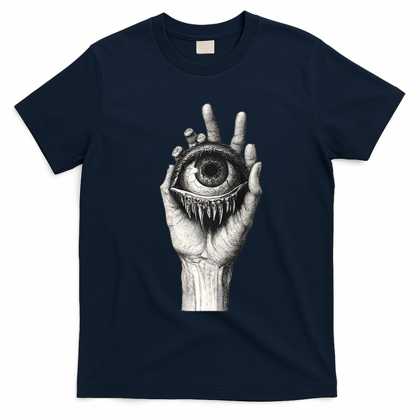 Obscure Visions Goth Alt Macabre Creepy T-Shirt - Navy Blue