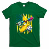 Patriotic Banana Characte Baseball American Flag T-Shirt - Irish Green