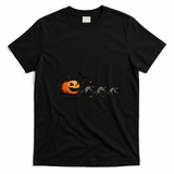 Pumpkin Chasing Raccoons Halloween Autumn Fun T-Shirt - Black