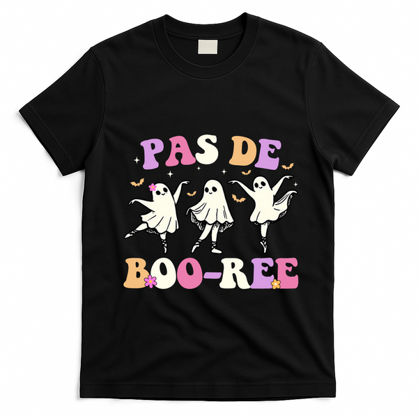Pas De BooréE Ghost Ballet Dancer Halloween T-Shirt - Black