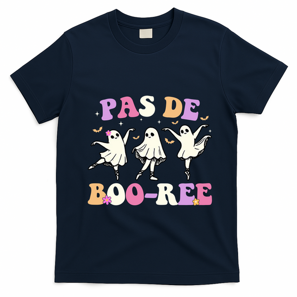 Pas De BooréE Ghost Ballet Dancer Halloween T-Shirt - Navy Blue