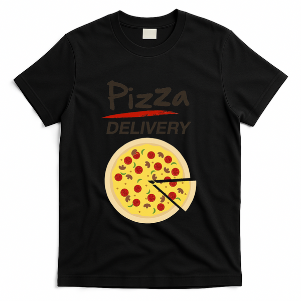 Pizza Delivery Costume Funny Fancy Dress Costumes T-Shirt - Black